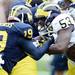 Michigan tight end Devin Funchess and defensive end Mario Ojemudia during spring practice at Michigan Stadium on Saturday, April 13, 2013. Melanie Maxwell I AnnArbor.com